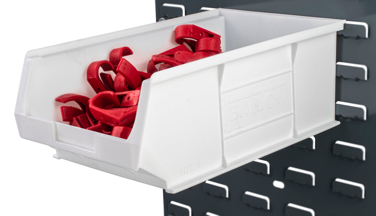 Plastic Storage Parts Lin Bin Container - 10PK (ANTI-BACTERIAL WHITE) FD4 205mm(w) x 350mm(d) x 132mm(h)