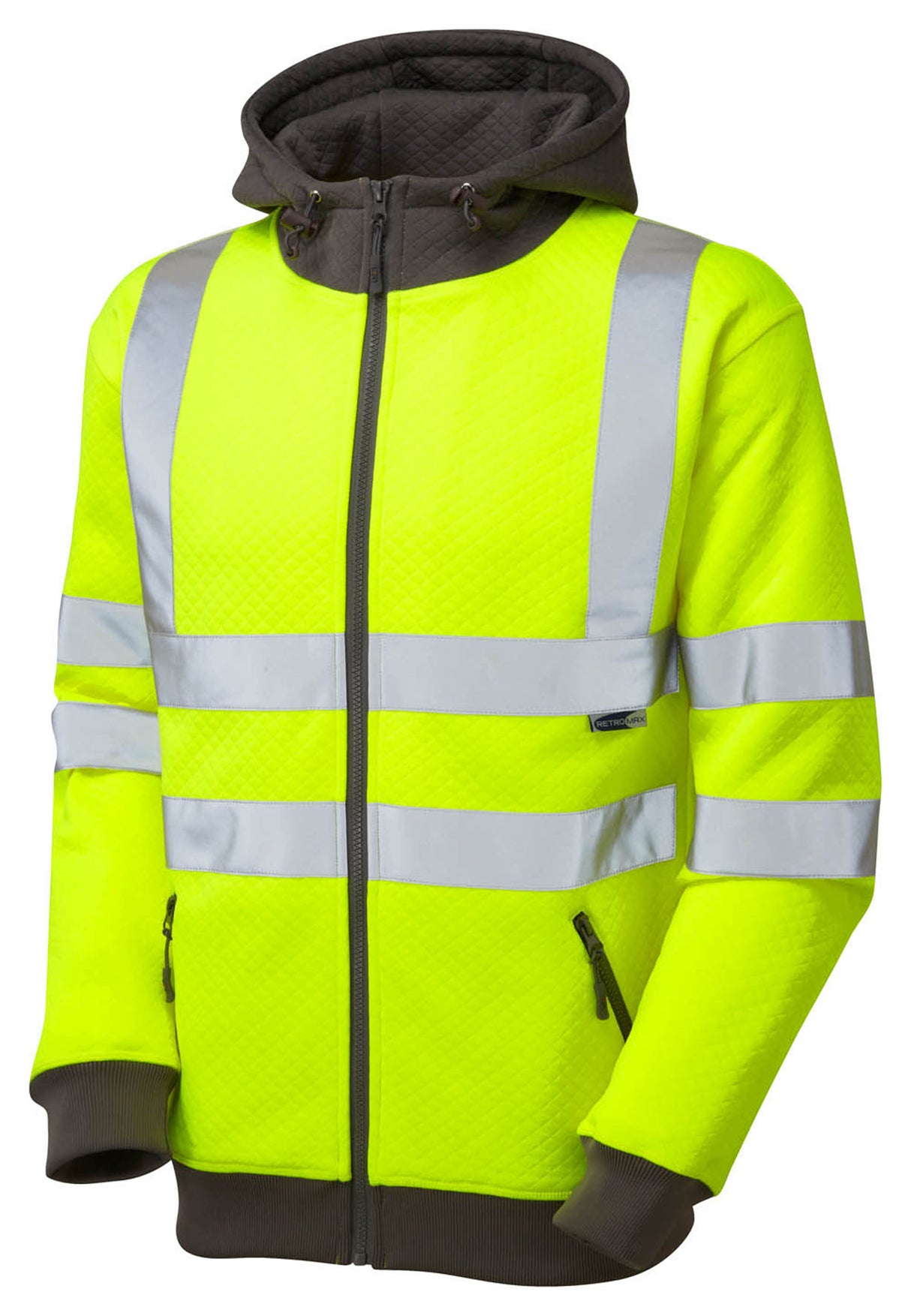 Leo Saunton ISO 20471 Full Zip Hi Viz Hooded Sweatshirt