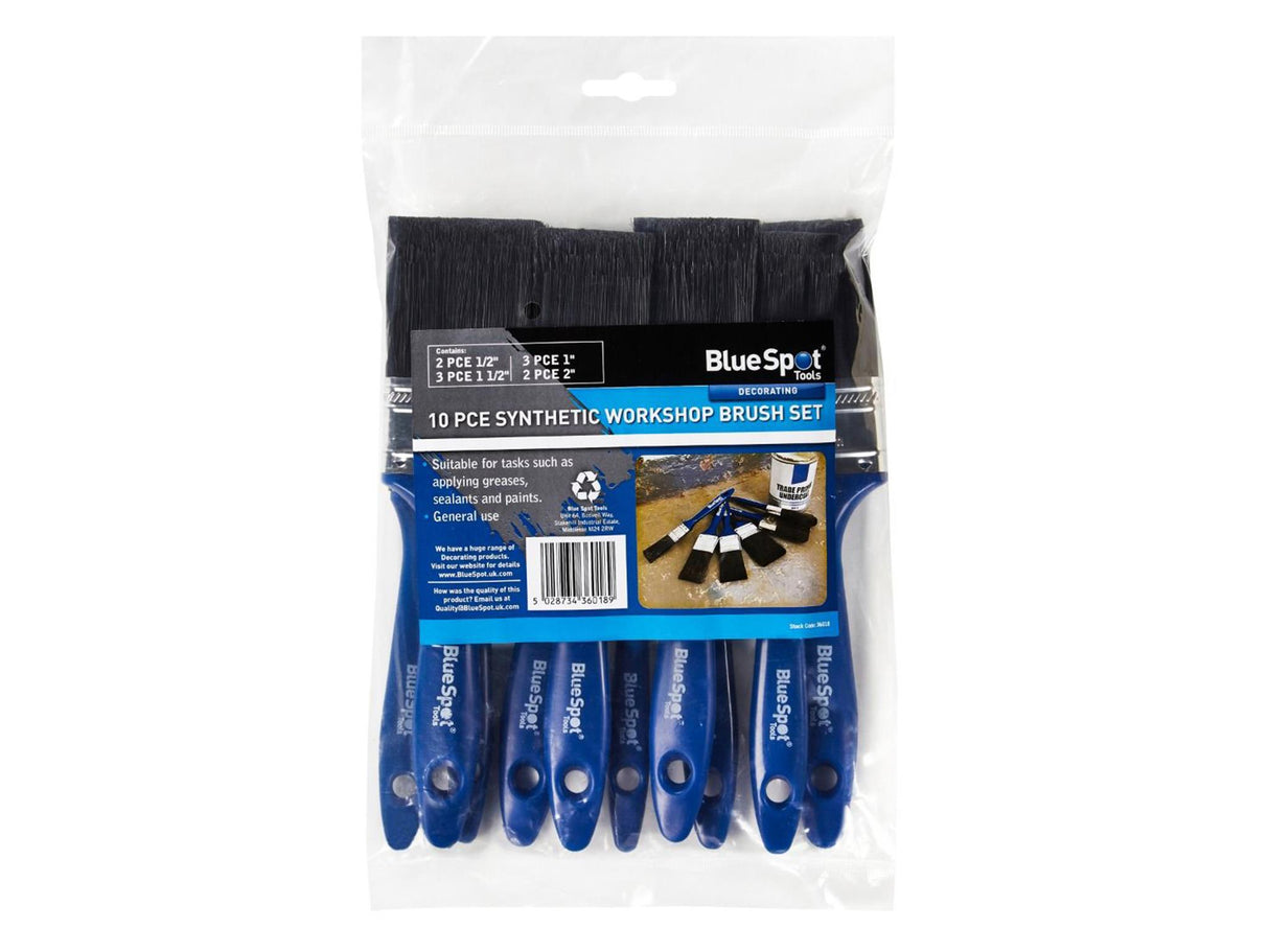 BlueSpot Tools Synthetic Workshop Paint Brush Set, 10 Piece