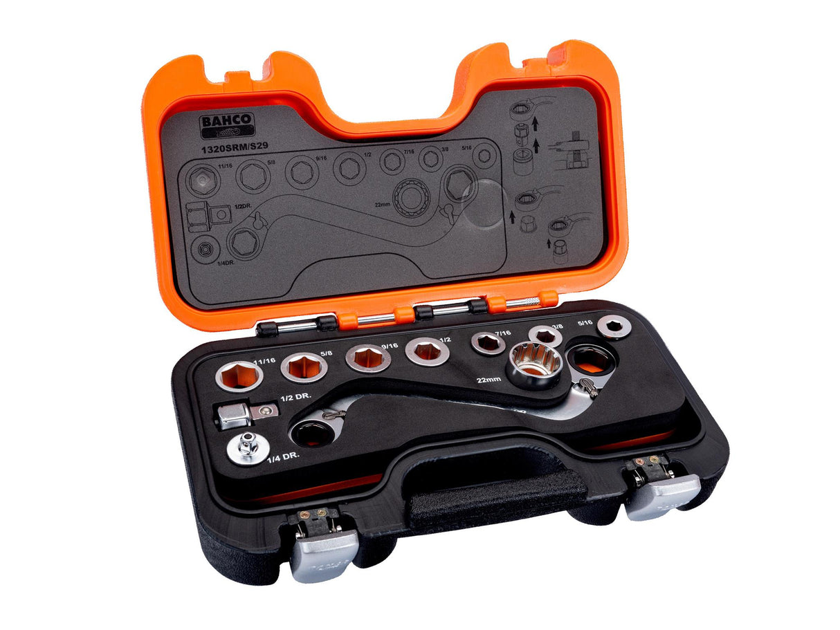 Bahco S Type Ratchet Ring Wrench & Adaptor Set, 29 Piece