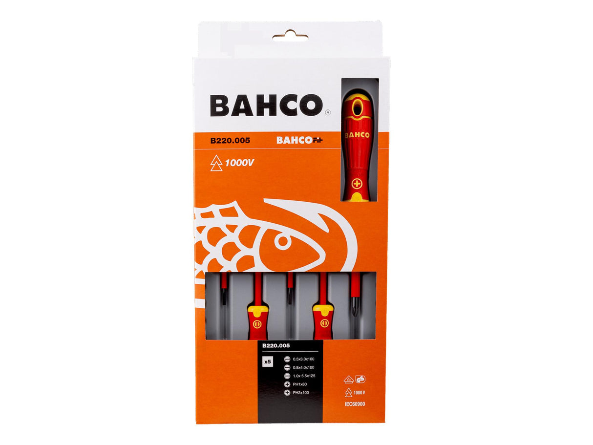 Bahco B220.005 BAHCOFIT Insulated Screwdriver Set, 5 Piece