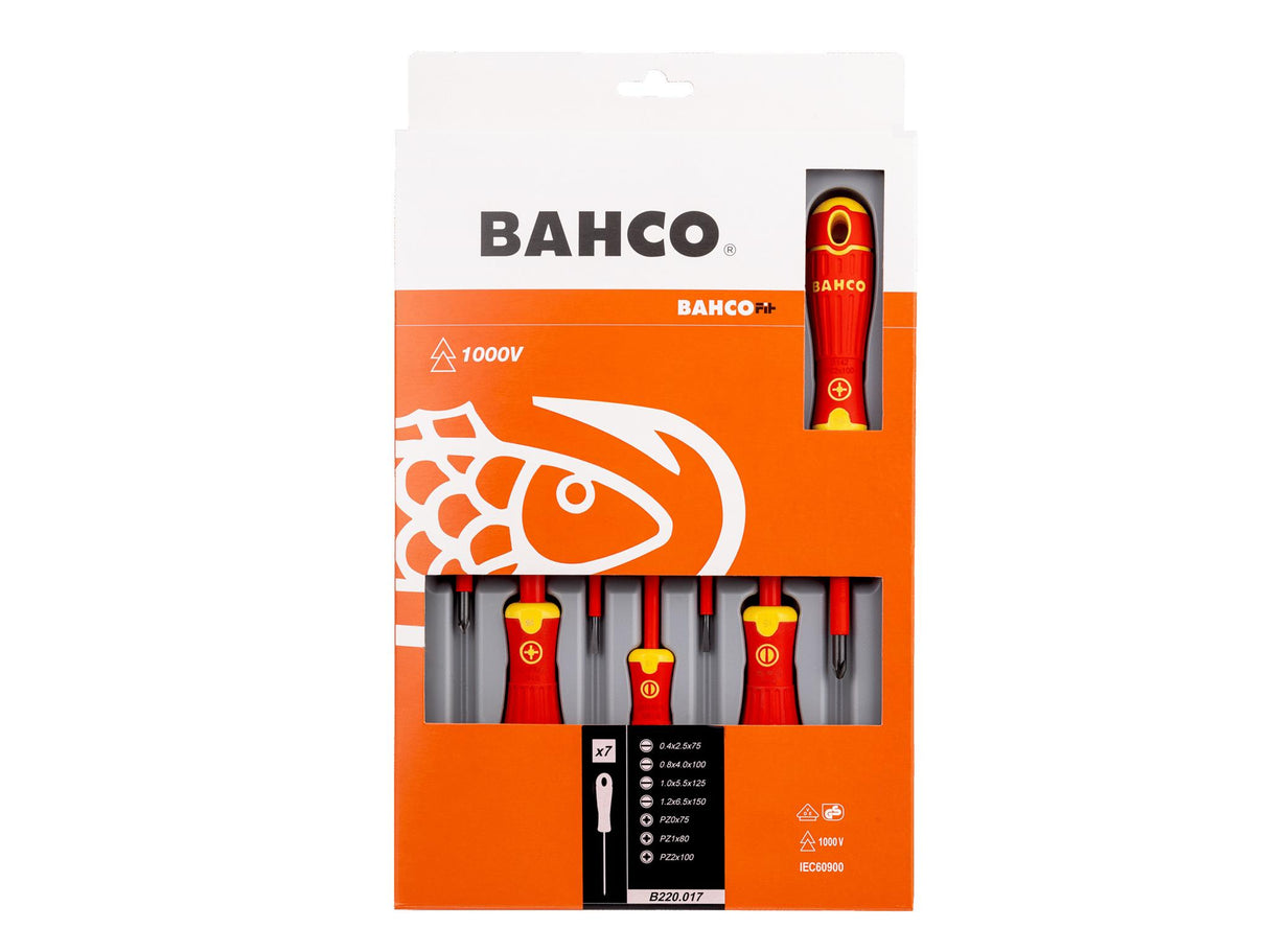 Bahco B220.017 BAHCOFIT Insulated Screwdriver Set, 7 Piece