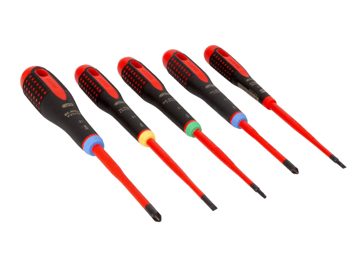 Bahco BE-9872SL ERGO VDE Insulated Screwdriver Set, 5 Piece