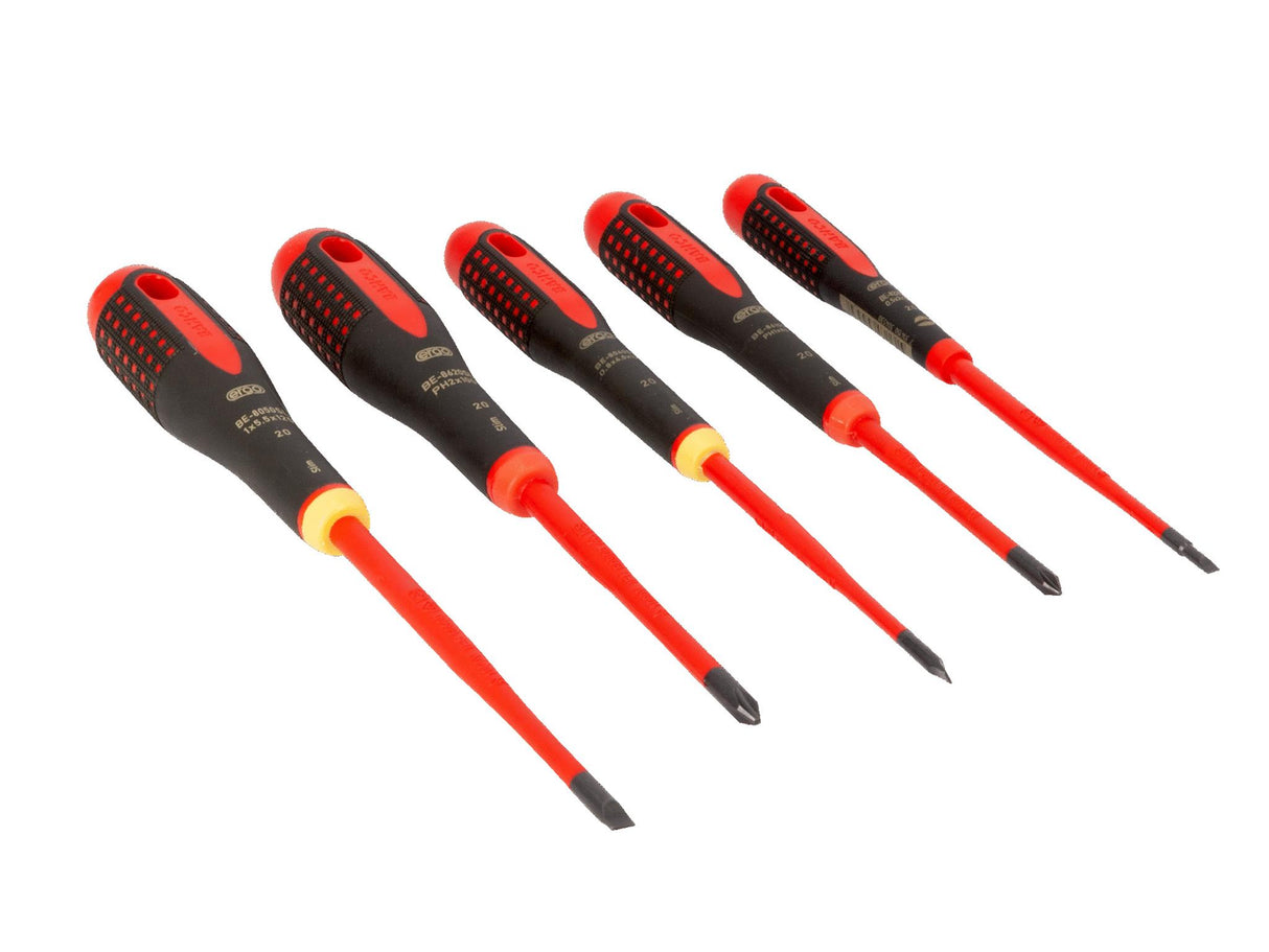Bahco BE-9881SL ERGO Slim VDE Insulated Screwdriver Set, 5 Piece