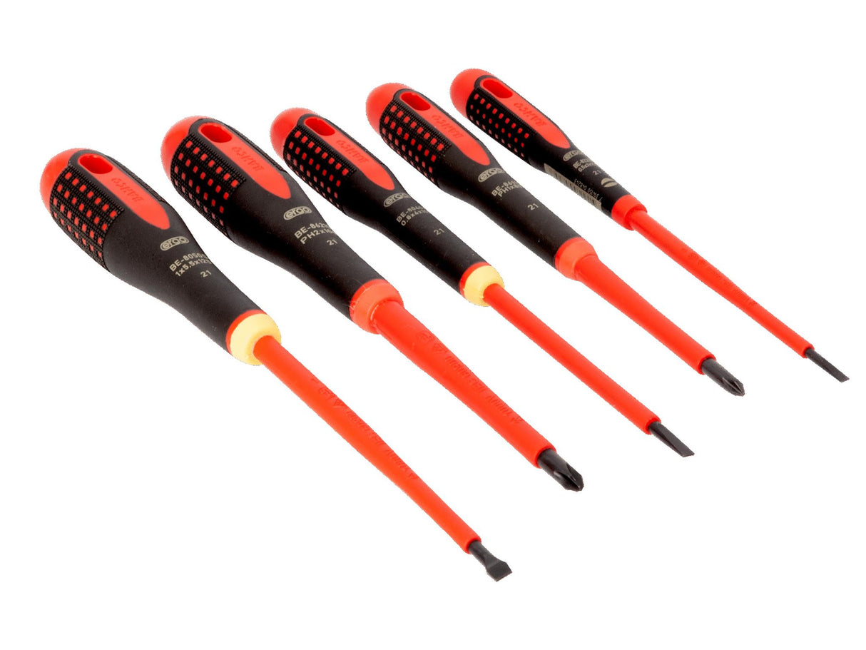 Bahco BE-9881S ERGO VDE Insulated Screwdriver Set, 5 Piece