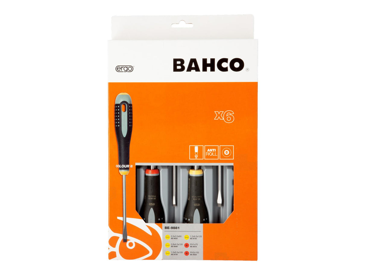 Bahco BE-9881 ERGO Screwdriver Set, 6 Piece