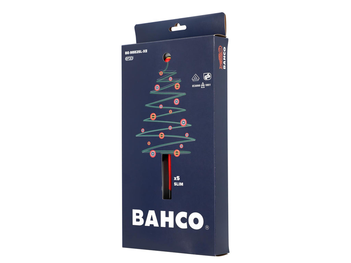 Bahco XMAS BE-9882SL ERGO Slim VDE Insulated Screwdriver Set, 5 Piece
