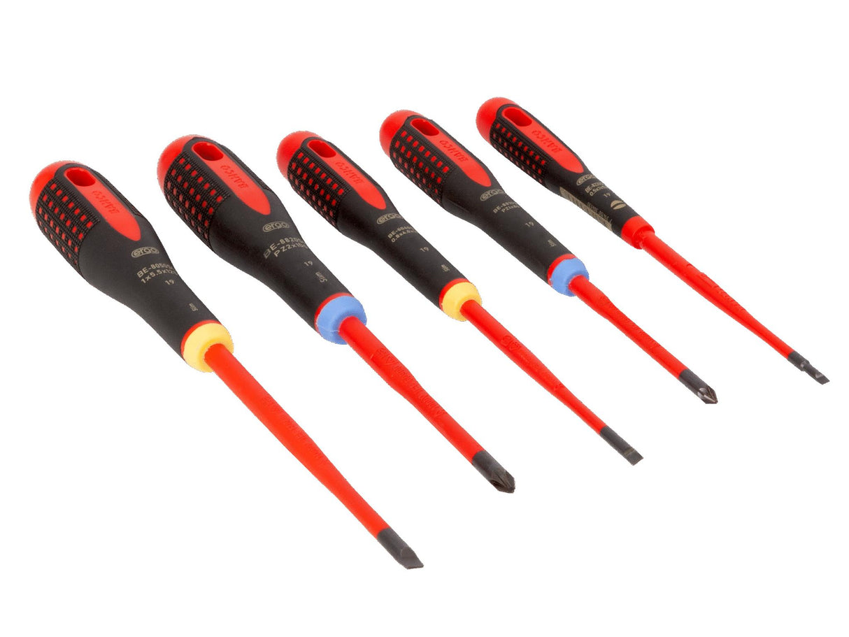Bahco BE-9882SL ERGO Slim VDE Insulated Screwdriver Set, 5 Piece