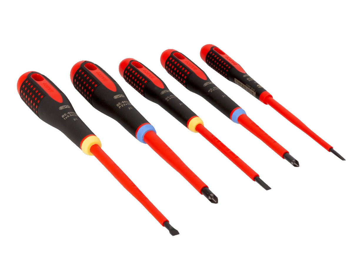 Bahco BE-9882S ERGO VDE Insulated Screwdriver Set, 5 Piece