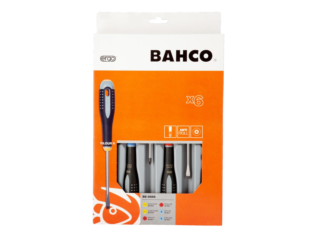 Bahco BE-9886 ERGO Screwdriver Set, 6 Piece