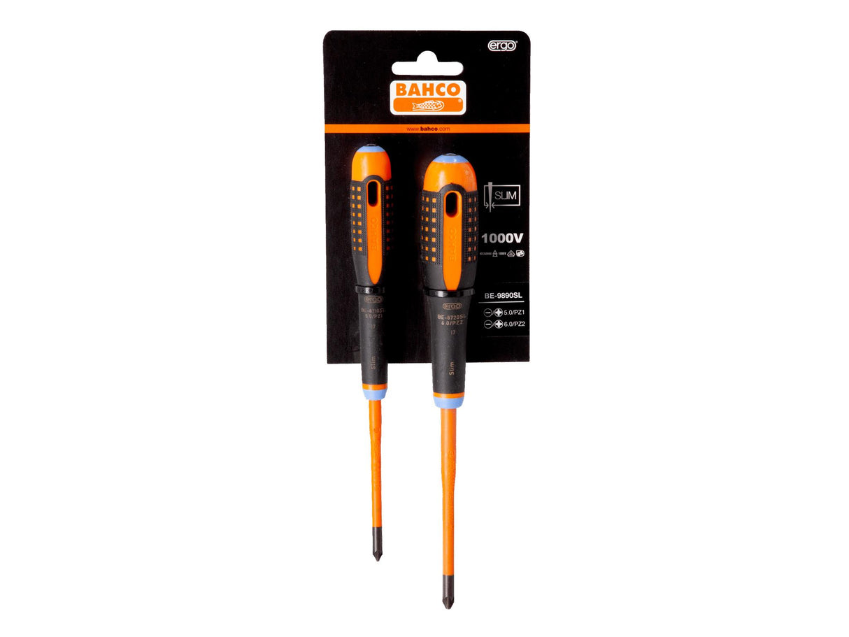 Bahco BE-9890SL ERGO Slim VDE Insulated Screwdriver Set, 2 Piece