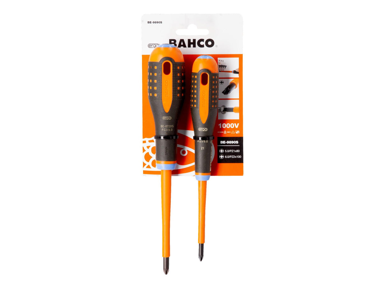 Bahco BE-9890S ERGO VDE Insulated Screwdriver Set, 2 Piece