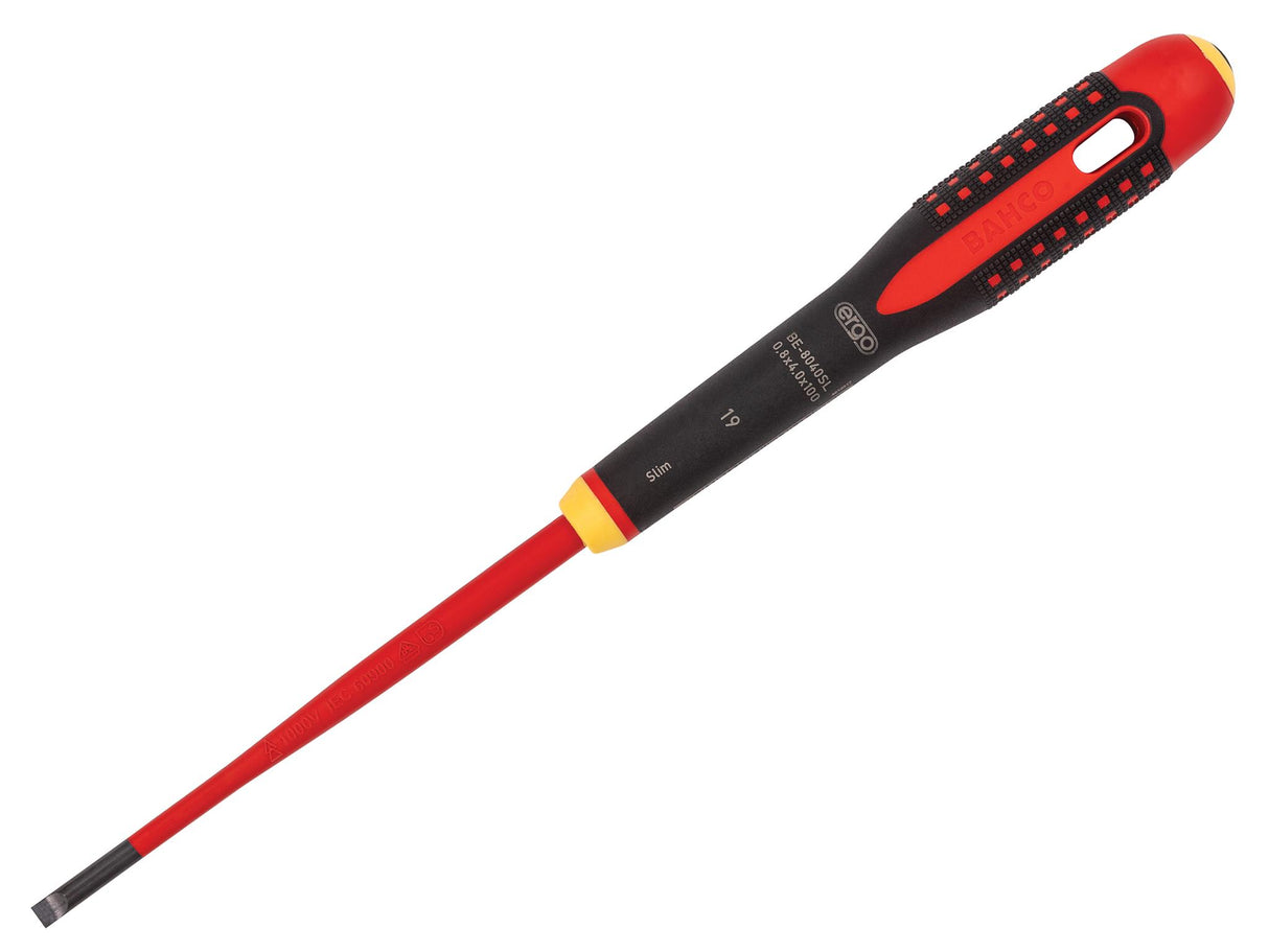Bahco ERGO Slim VDE Insulated Screwdriver, Slotted