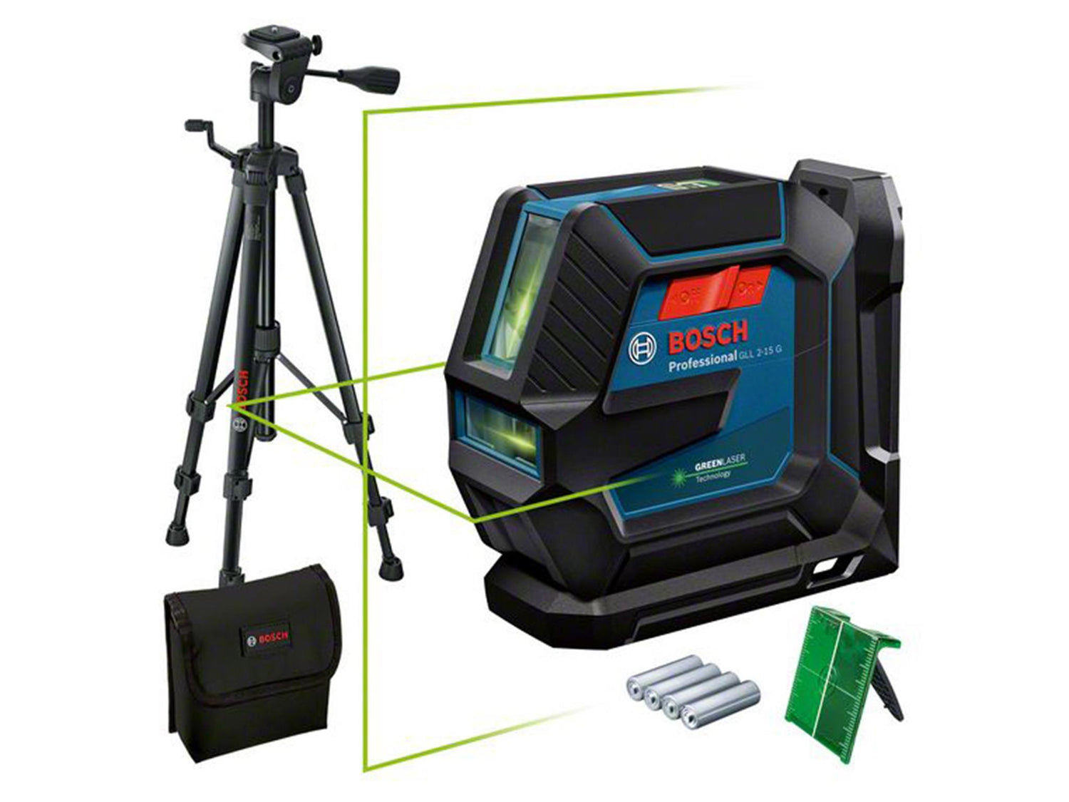 Bosch GLL 2-15 G Professional Line Laser + Universal Mount & Tripod