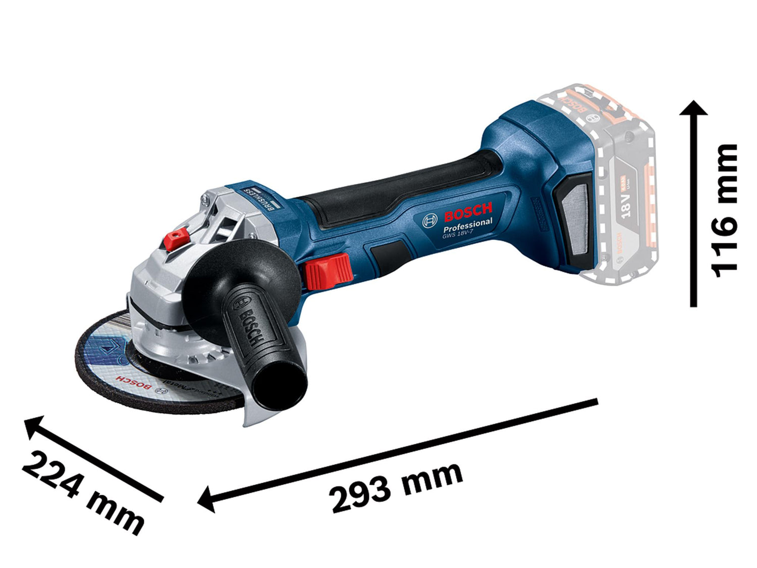 Bosch GWS 18V-7 Professional Angle Grinder 125mm 18V Bare Unit