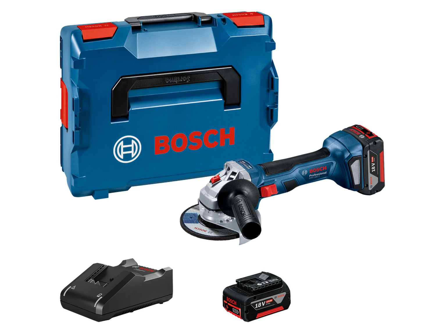 Bosch GWS 18V-7 Professional Angle Grinder 115mm 18V 2 x 4.0Ah Li-ion