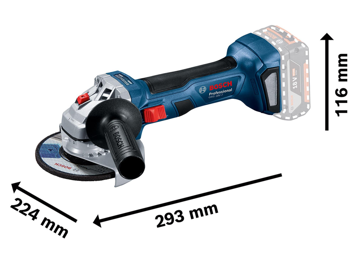 Bosch GWS 18V-7 Professional Angle Grinder 115mm 18V 2 x 4.0Ah Li-ion