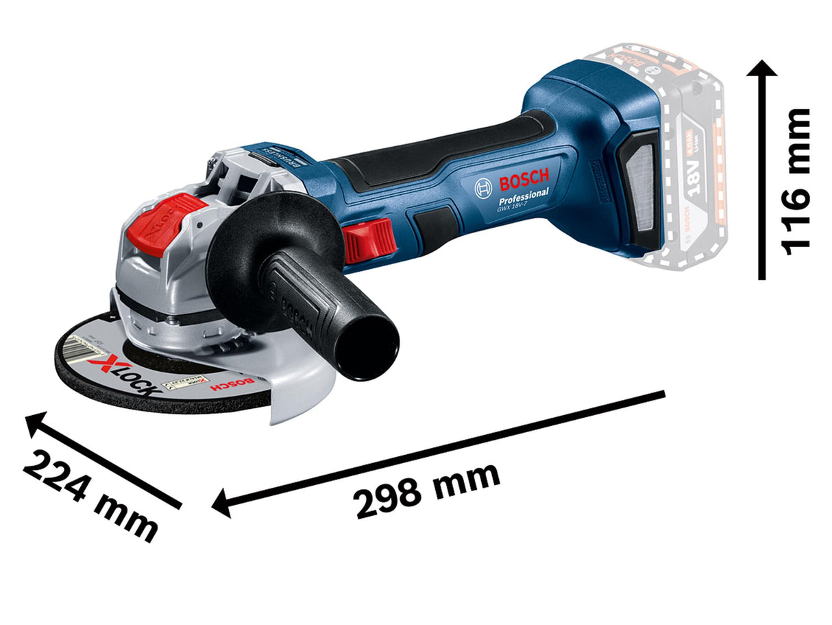 Bosch GWX 18V-7 Professional X-LOCK Angle Grinder 115mm 18V Bare Unit