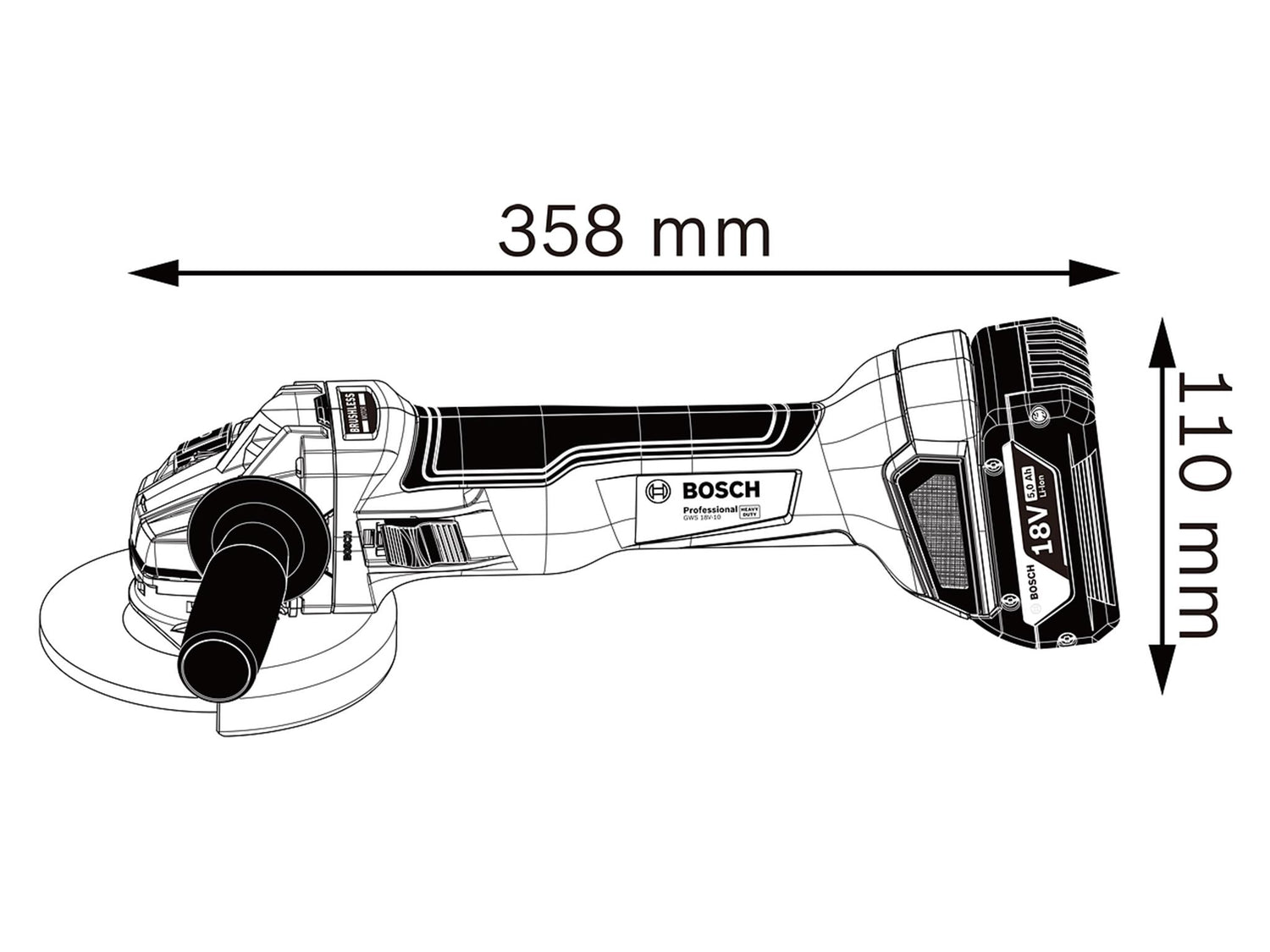 Bosch GWS 18V-10 Professional Angle Grinder 125mm 18V Bare Unit