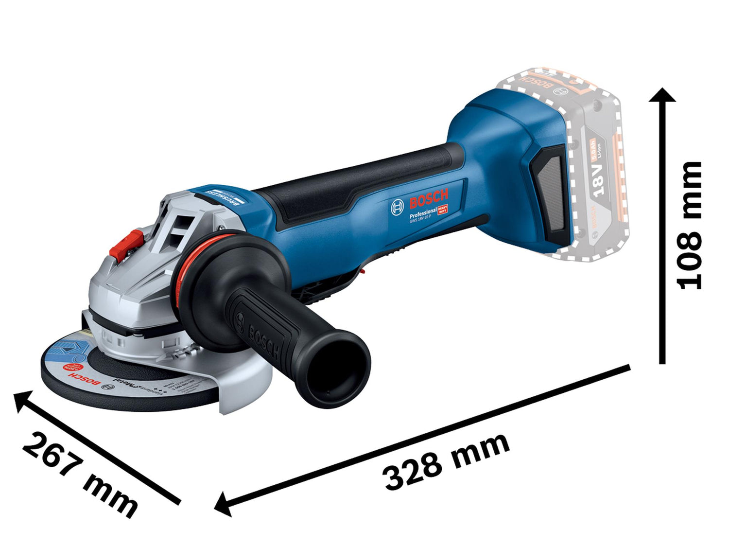 Bosch GWS 18V-10P Professional Angle Grinder 125mm 18V Bare Unit