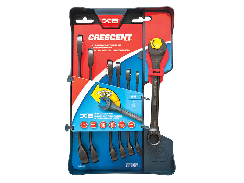 Crescent® X6 Open End Ratcheting Spanner Set, 7 Piece
