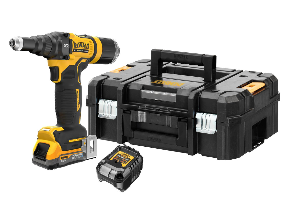 DEWALT DCF403E1T XR 3/16in Brushless Riveter 1 x 1.7Ah POWERSTACK Li-ion