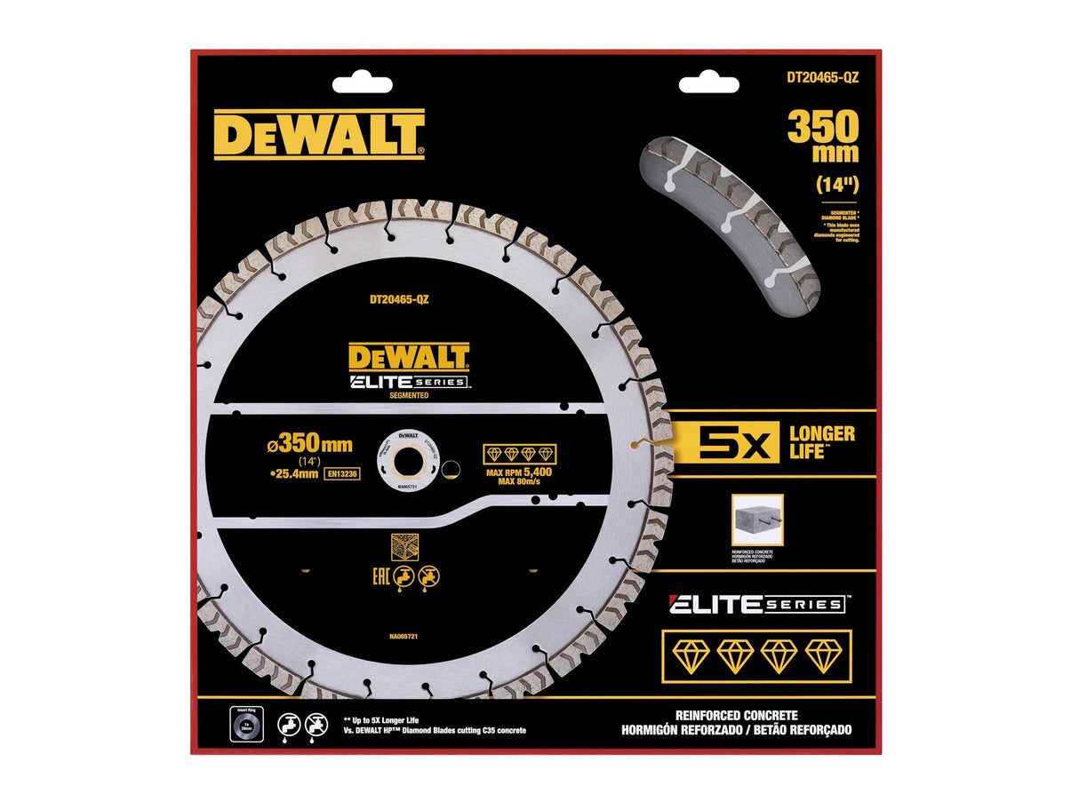 DEWALT ELITE SERIES Rebar Concrete Diamond Wheel 350 x 25.4mm