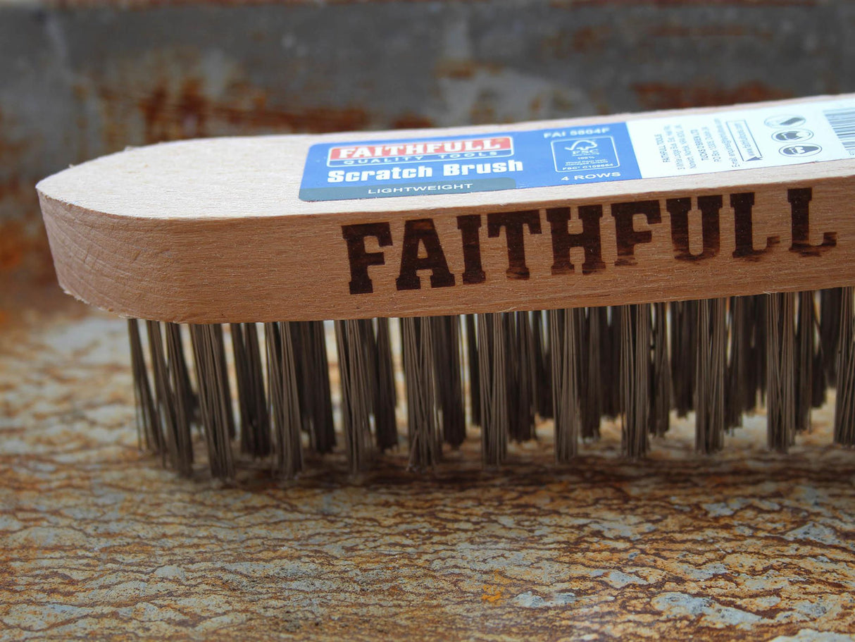Faithfull Lightweight Scratch Brush, Four Row