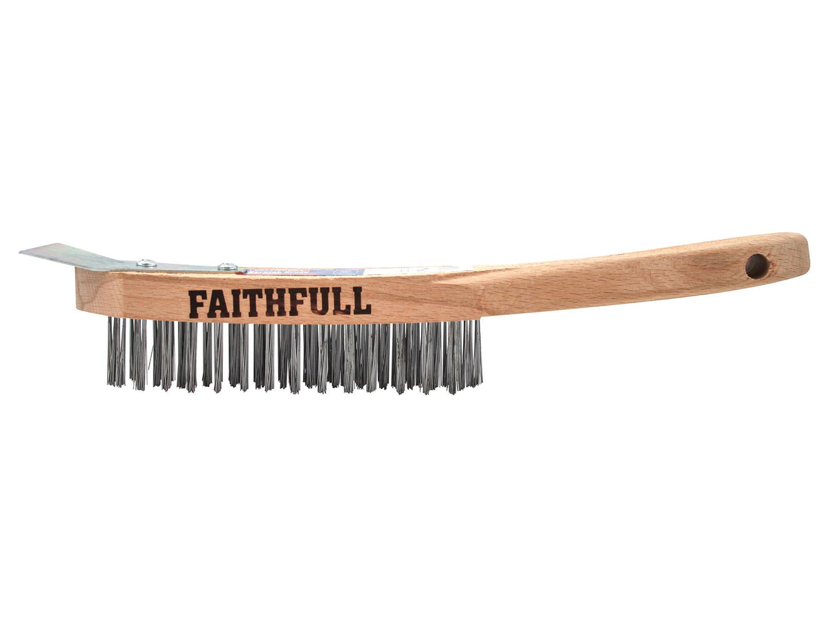 Faithfull Heavy-Duty Scratch Brush with Scraper - 4 Row