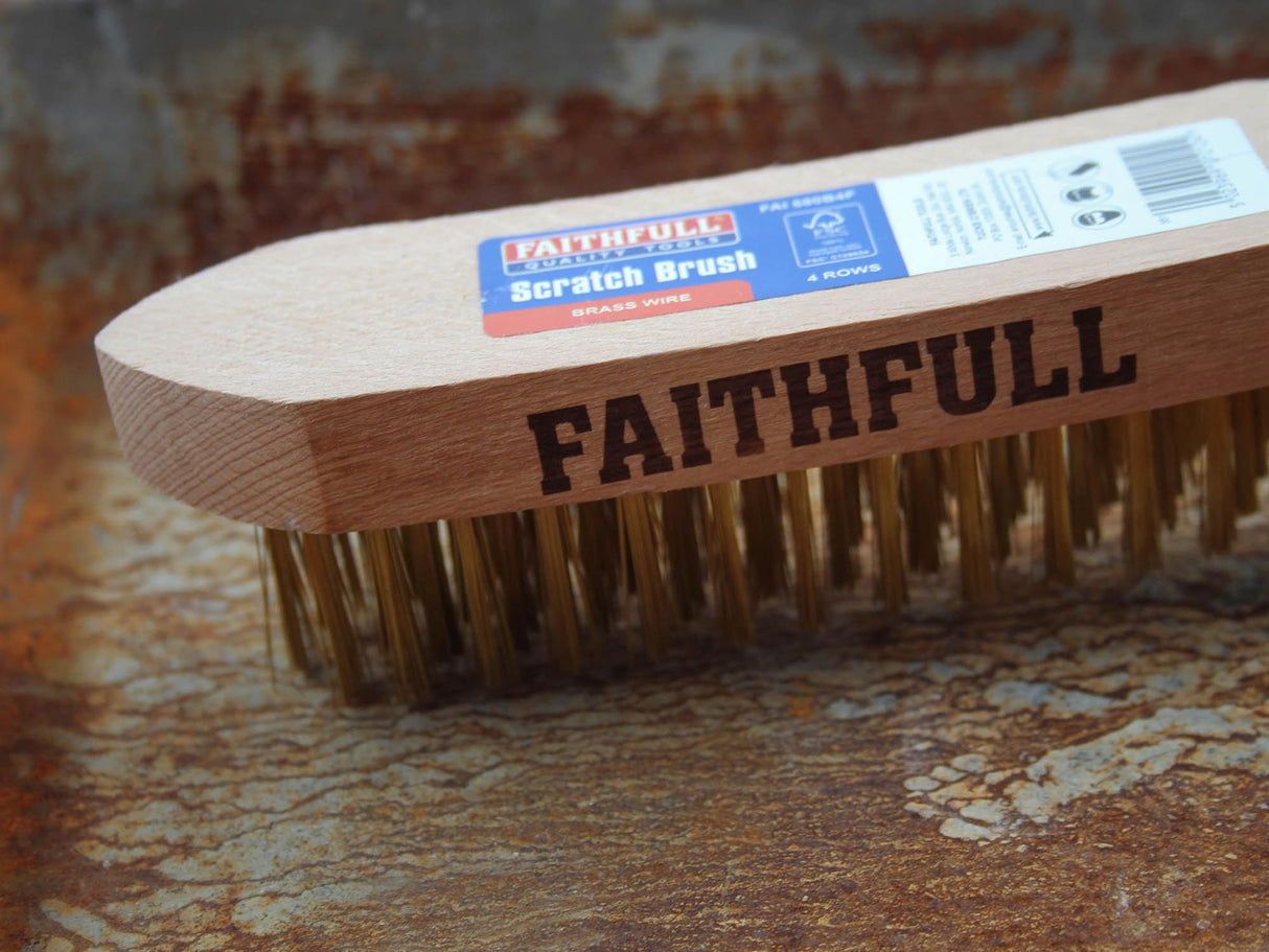 Faithfull Brass Scratch Brush, Four Row