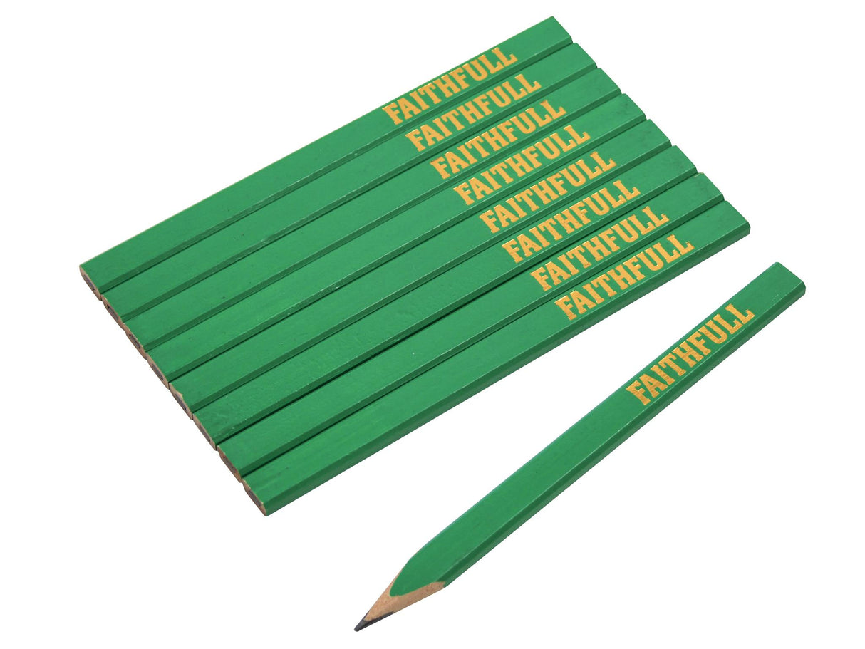 Faithfull FSC Carpenter's Pencils - Green / Hard (Pack 10)