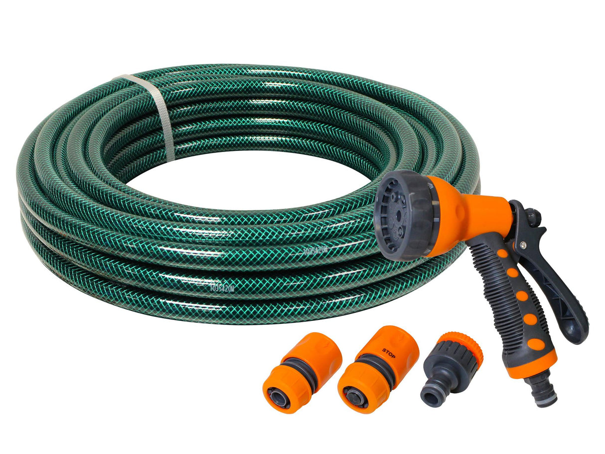 Faithfull PVC Garden Hose with Fittings & Spray Gun