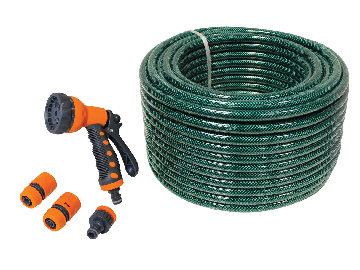 Faithfull PVC Garden Hose with Fittings & Spray Gun