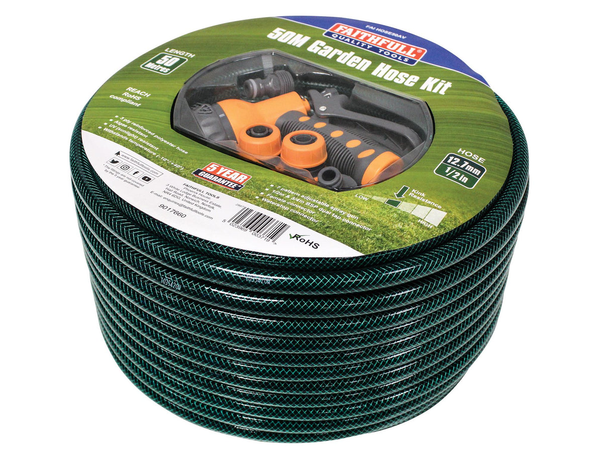 Faithfull PVC Garden Hose with Fittings & Spray Gun