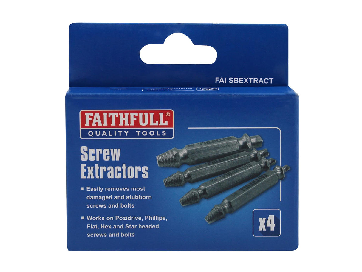 Faithfull Screw Extractor Set, 4 Piece
