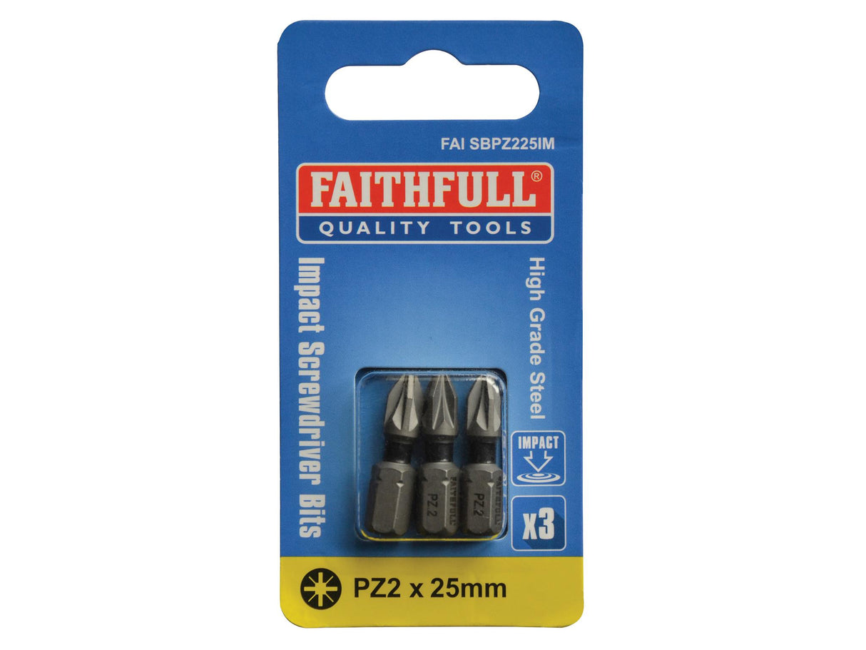 Faithfull Impact Screwdriver Bits, Pozidriv