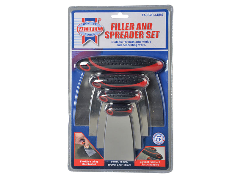 Faithfull Stainless Steel Filler & Spreader Set, 4 Piece