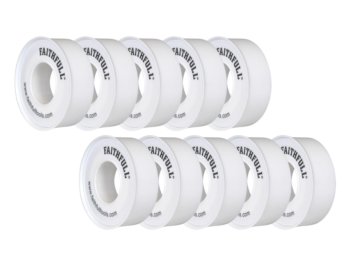 Faithfull P.T.F.E Tape 12mm x 12m White (Pack 10)
