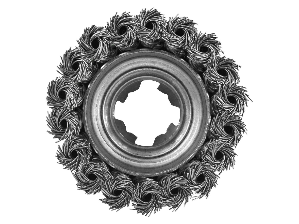 Faithfull X-LOCK Wire Cup Brush Twist Knot 75mm M14x2, 0.50mm Stainless Steel Wire