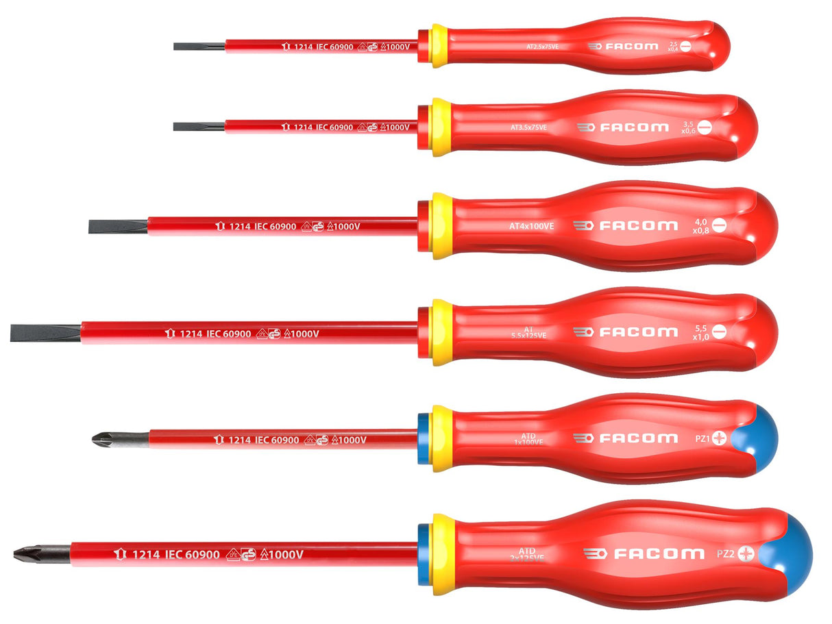 Facom Protwist® VDE Screwdriver Set, 6 Piece