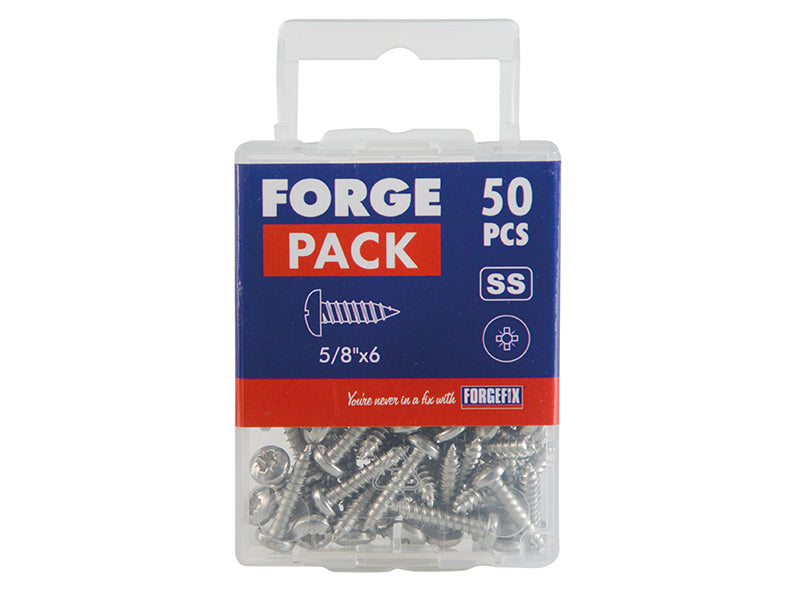 ForgeFix Self-Tapping Screws, Pozi, Pan Head, A2 Stainless Steel