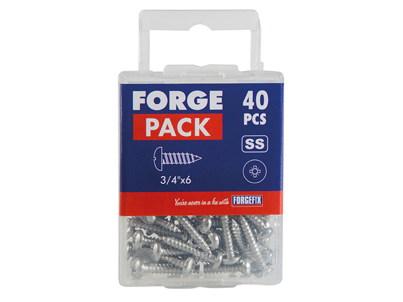 ForgeFix Self-Tapping Screws, Pozi, Pan Head, A2 Stainless Steel