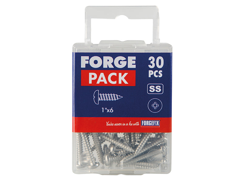 ForgeFix Self-Tapping Screws, Pozi, Pan Head, A2 Stainless Steel