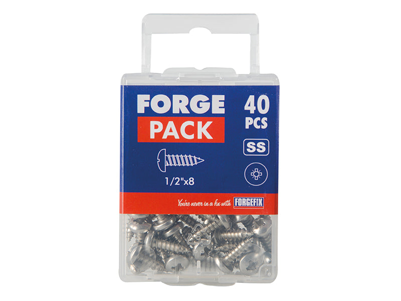 ForgeFix Self-Tapping Screws, Pozi, Pan Head, A2 Stainless Steel