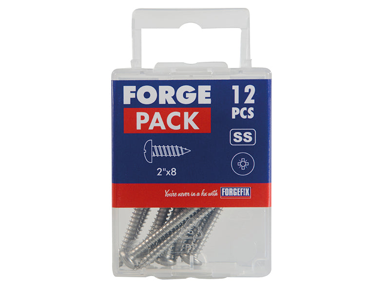 ForgeFix Self-Tapping Screws, Pozi, Pan Head, A2 Stainless Steel