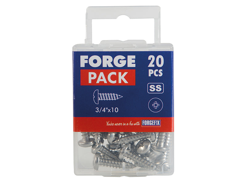 ForgeFix Self-Tapping Screws, Pozi, Pan Head, A2 Stainless Steel