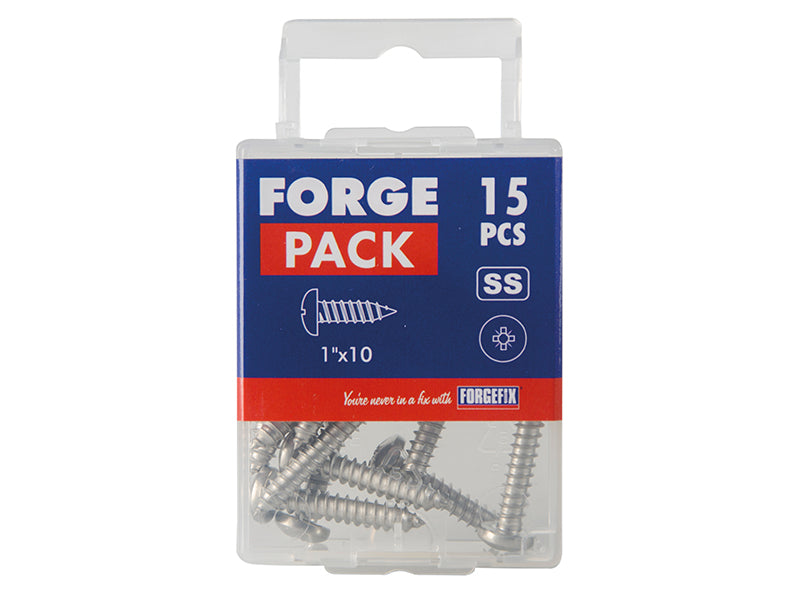 ForgeFix Self-Tapping Screws, Pozi, Pan Head, A2 Stainless Steel