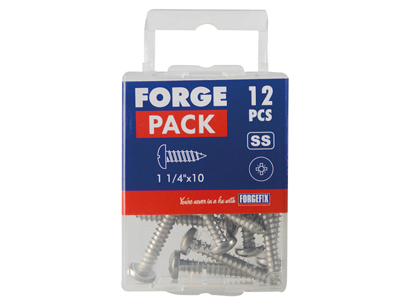 ForgeFix Self-Tapping Screws, Pozi, Pan Head, A2 Stainless Steel