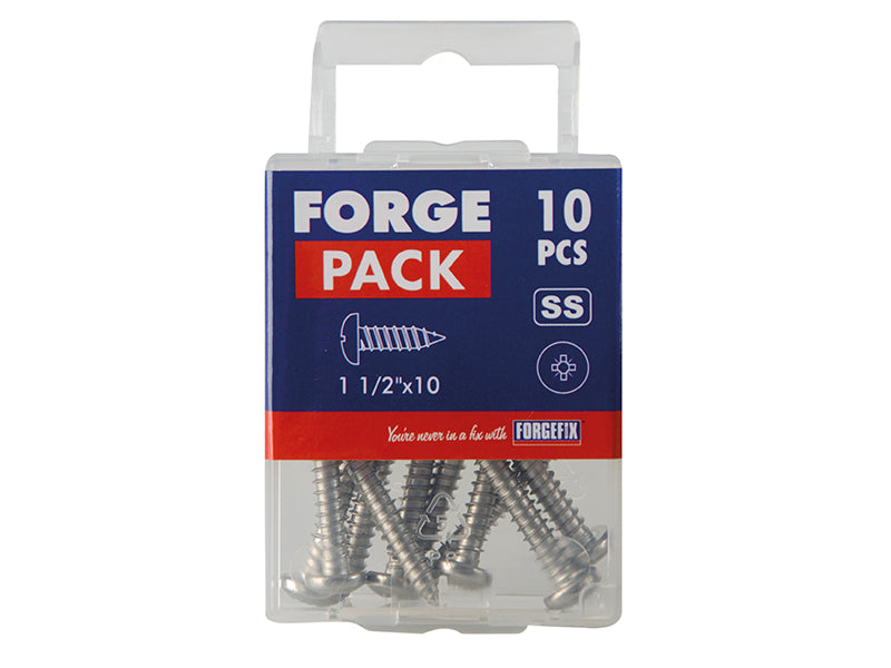 ForgeFix Self-Tapping Screws, Pozi, Pan Head, A2 Stainless Steel