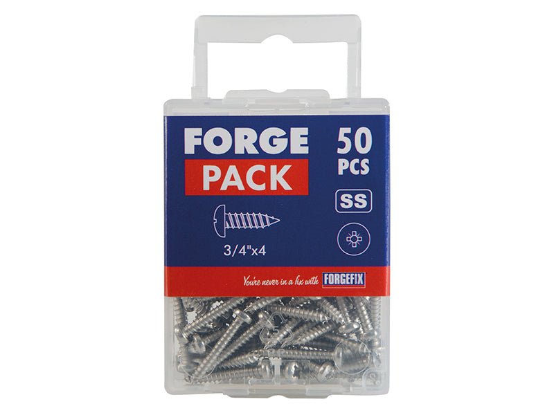 ForgeFix Self-Tapping Screws, Pozi, Pan Head, A2 Stainless Steel